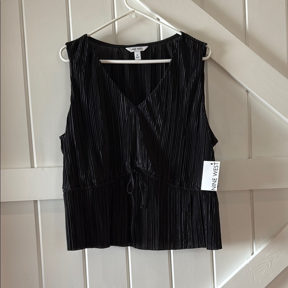 Nine West Black Pleated Tank Top